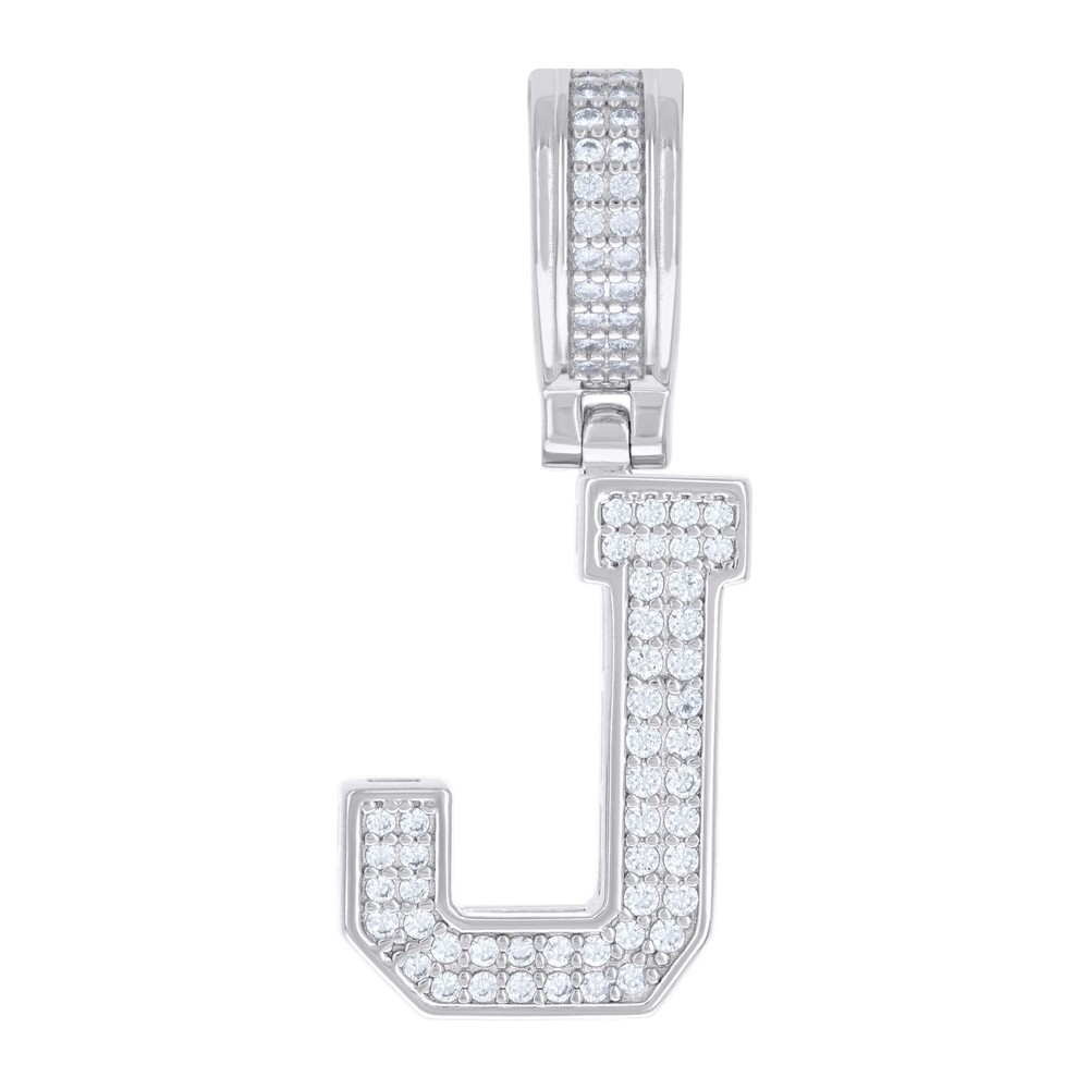 925 Sterling Silver Unisex 0.44ct Moissanite Initial Alphabet J Charm Pendant